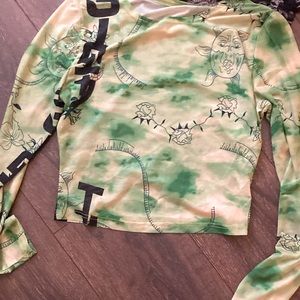 super cute translucent green rose & sun patterned